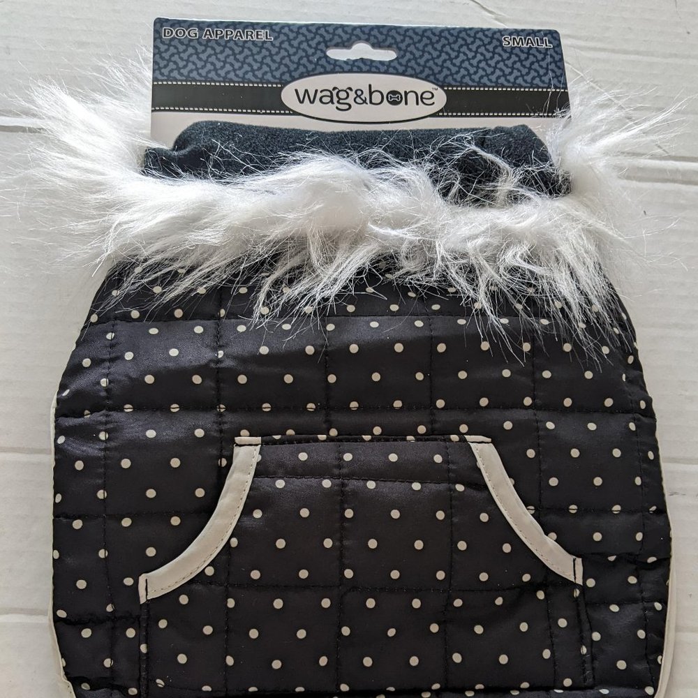 Wag & Bone Mini Swiss Dot Fur Lined Dog Jacket-S